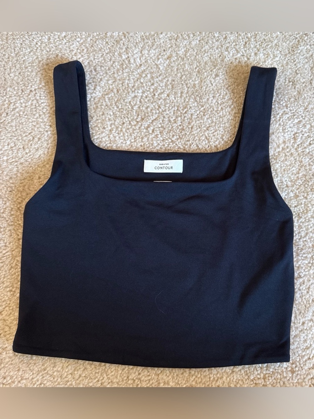 Aritzia Contour Black Square-Neck Crop Tank Top